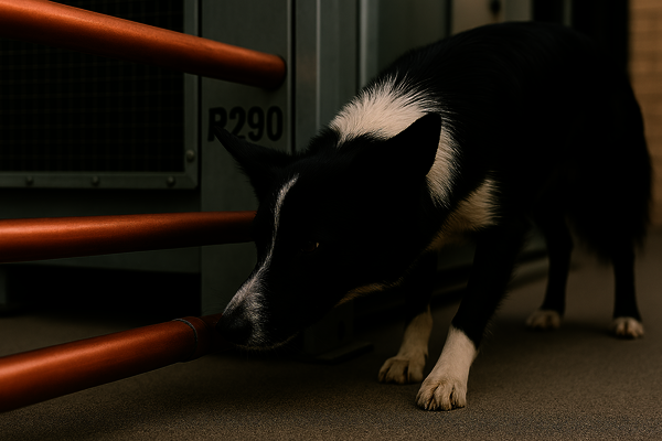 Hund bei der Lecksuche an einer Propan-Anlage